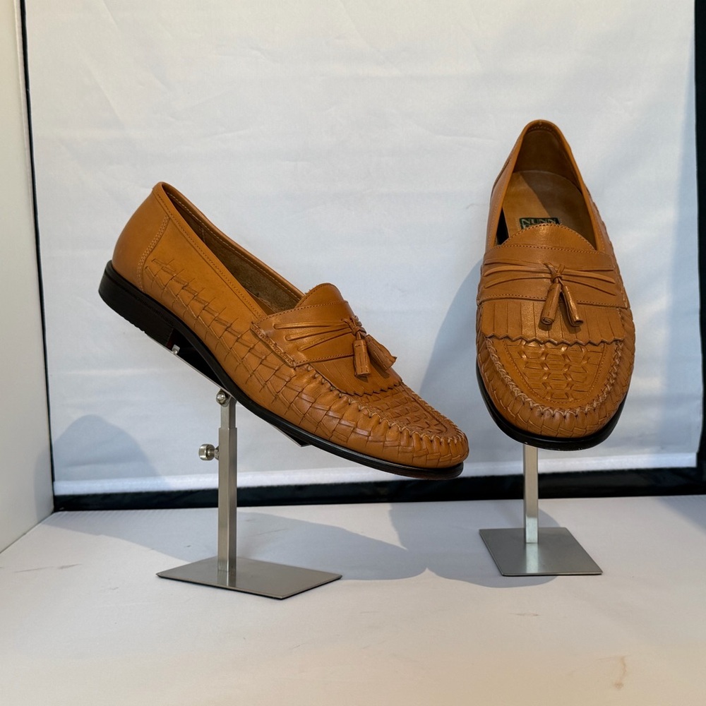 Nunn Bush Men’s 12M Brown Woven leather Tassel Loafers Dress Slip On Brazil